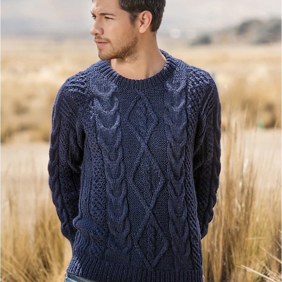 Gamboa Mens Sweater Blue Size Large Alpaca Wool Made In Peru Crew Neck Pullover - Picture 1 of 9